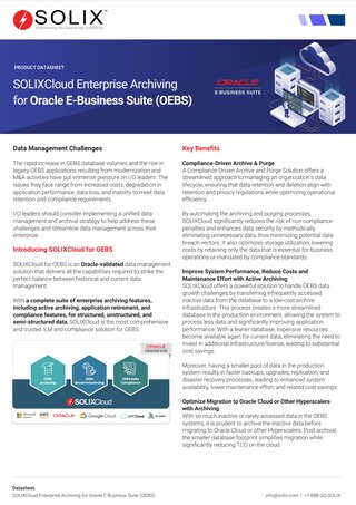 SOLIXCloud Enterprise Archiving for Oracle E-Business Suite(OEBS)