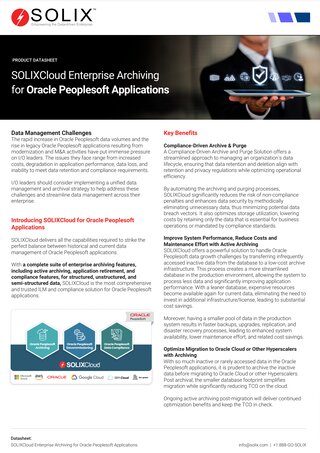 SOLIXCloud Enterprise Archiving for Oracle Peoplesoft Applications